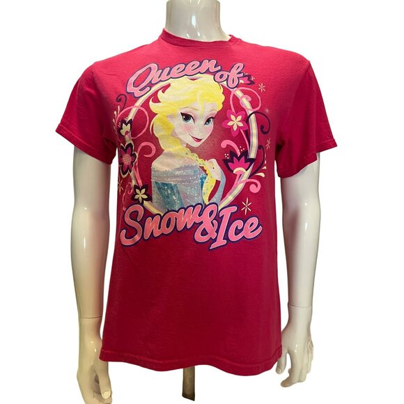 Disney Frozen Queen Of Snow & Ice Pink Graphic T-Shirt M 100% Cotton Short Sleev - Picture 2 of 4